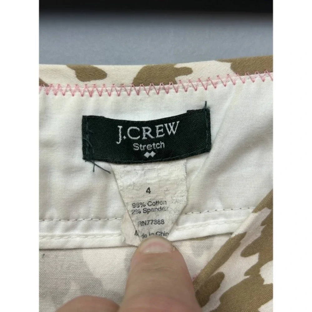 J Crew Skirt Womens 4 Tan White Geometric Stretch Cotton‎ Pencil Career Casual